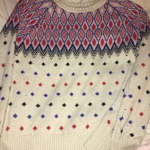 American Eagle Cream Sweater with Colorful Design